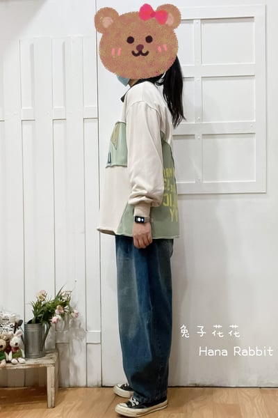 日系字母拚接毛圈棉上衣 145342