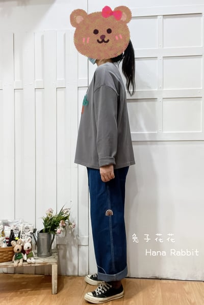 小女孩澆花重磅棉上衣(灰) 143602