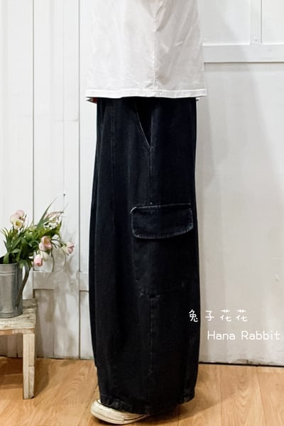 WE家丹寧闊腿工裝褲(黑) 166392