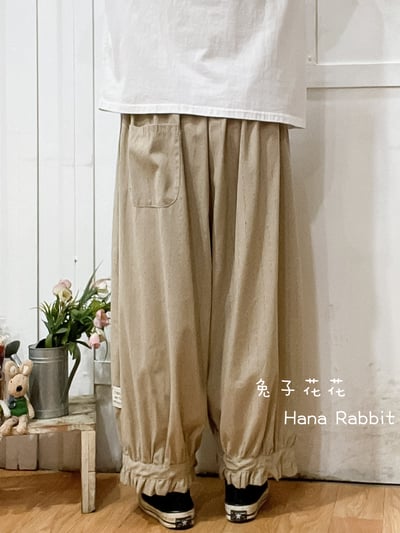 森系闊腿造型花苞褲 136533