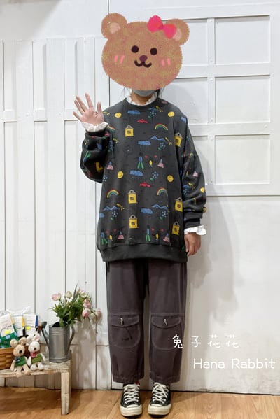 日系可愛感塗鴨大學T 210301