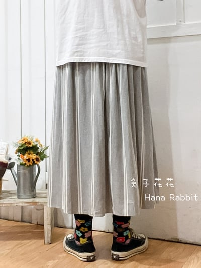 森系不敗款條紋造型裙(淺灰) 154253