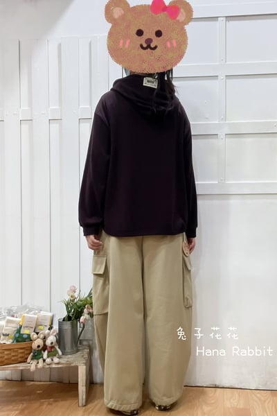 日系簡約連帽德絨上衣(咖紫) 311273