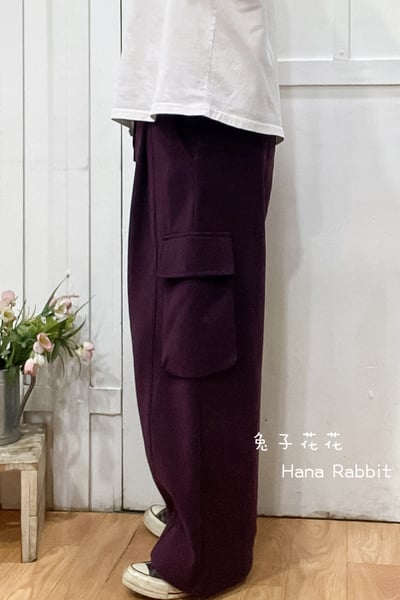 WE家可縮腳加絨工裝造型褲(紫紅) 148622