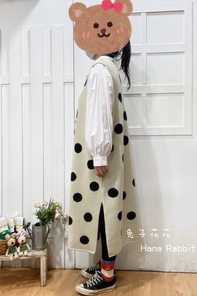 森系波點貓針織洋裝 211282