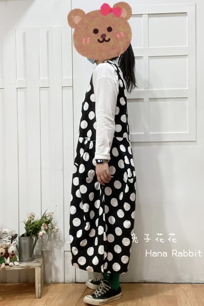 WE家可愛感波點印花背帶褲 160582