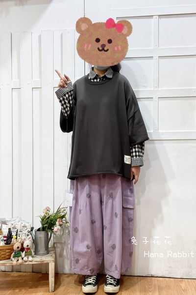 WE家簡約小布標毛圈棉上衣(灰) 143601