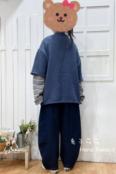 日系假2件針織毛衣(藍) 212023