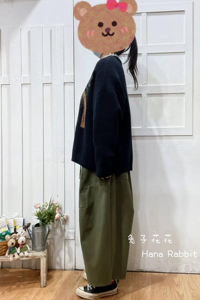 日系笑臉針織毛衣(黑) 211022