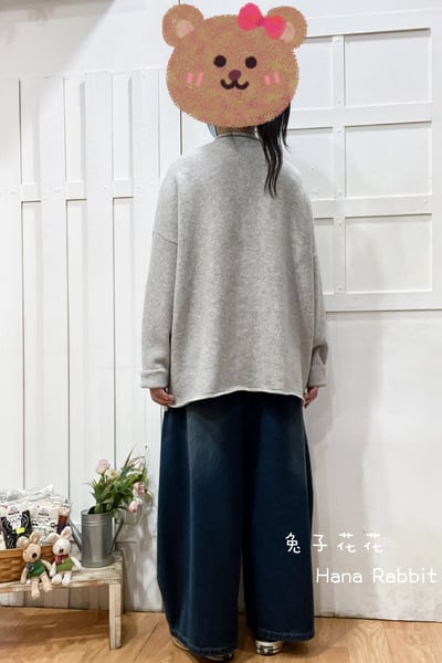 日系親膚捲邊領針織毛衣(淺灰) 311173