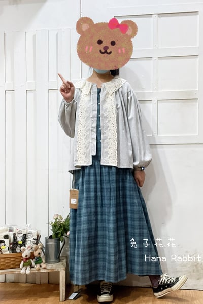 森系拚接蕾絲開襟上衣 124391