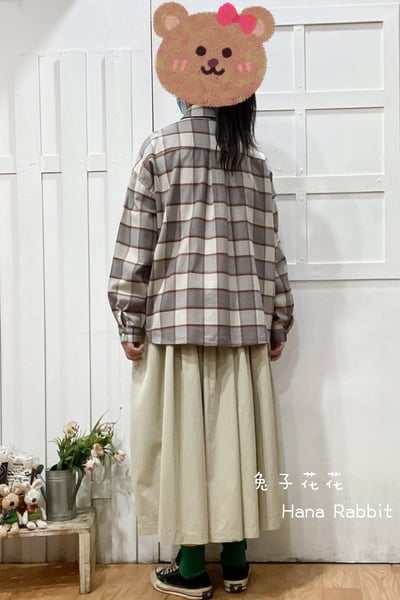 童趣小美格紋開襟衫(杏) 175453