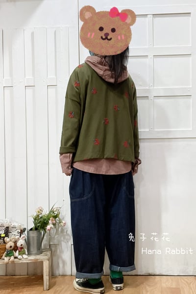 WE家刺繡花重磅棉上衣(綠) 154413