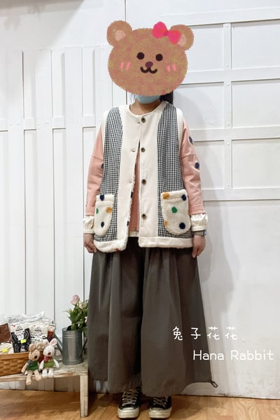 日系甜美羊羔絨2穿背心 177521