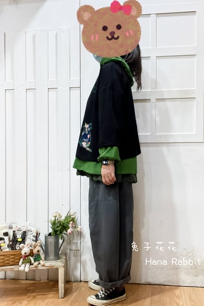 日系貼布小貓重磅棉上衣 135132