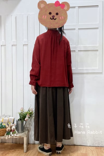 日系原單木耳領開襟上衣(橘紅) 172633