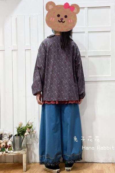 森系小碎花娃娃領開襟上衣(紫) 153283