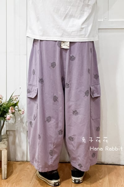 WE家刺繡花闊腿工裝褲(淺紫) 171693