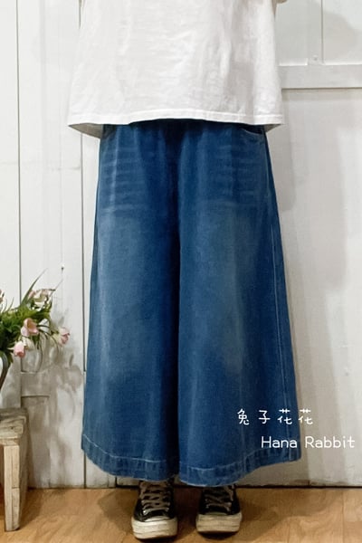 新色到❤❤WE家彩繩丹寧闊腿寛褲裙 156031