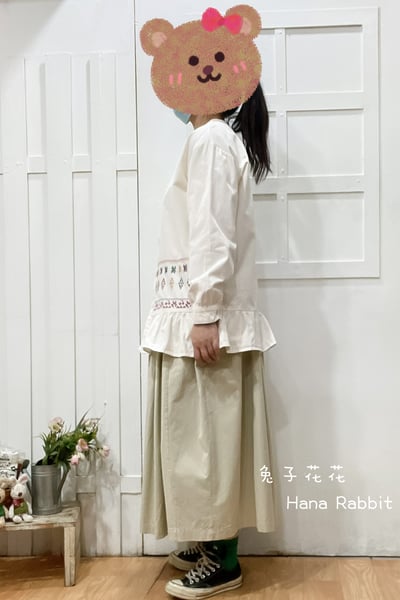 森系刺繡圖騰下荷葉開襟上衣 139452