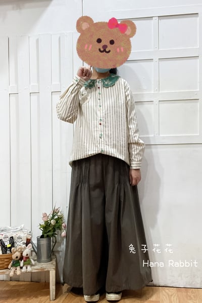 森系甜美小翻領條紋開襟衫 143571