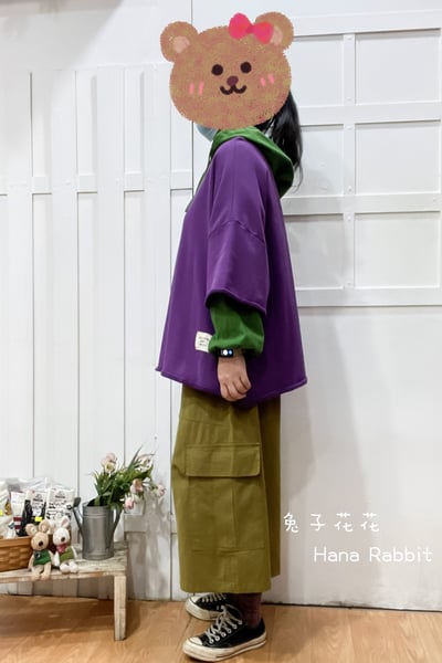 WE家簡約小布標毛圈棉上衣(紫) 143602