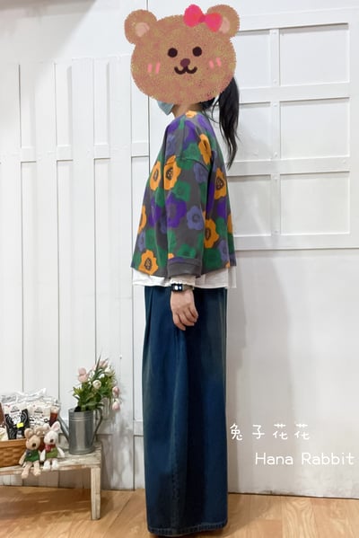 WE家滿版花朵毛圈棉上衣(灰) 141502