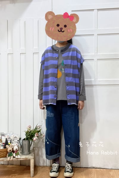 WE家前後2穿條紋毛圈棉背心(紫) 194254