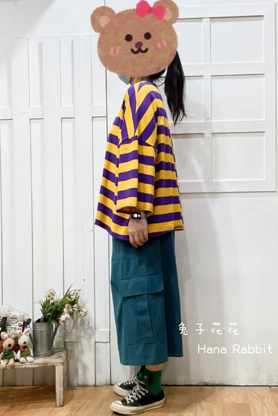 WE家彩條寛鬆毛圈棉上衣 145422