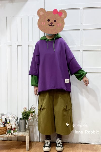 WE家簡約小布標毛圈棉上衣(紫) 143601