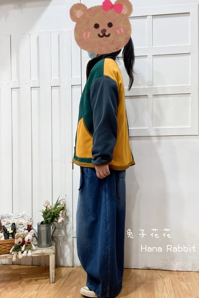 日系搖料絨撞色保暖外套 159792