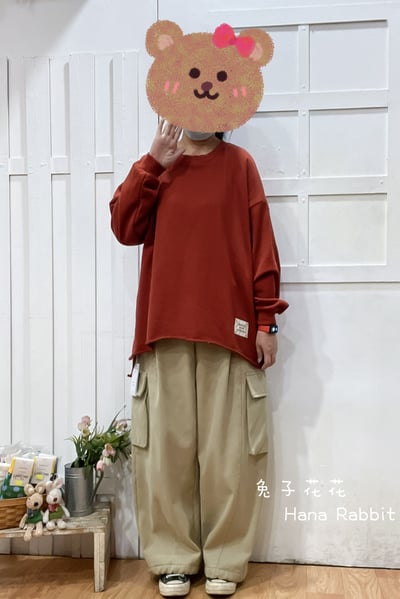 WE家破損感小布標毛圈棉上衣(橘) 183521