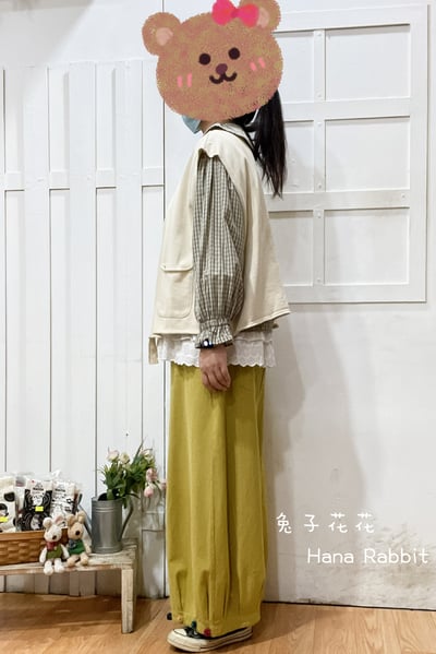 新色到❤❤WE家V領2扣毛圈棉背心(杏) 139542