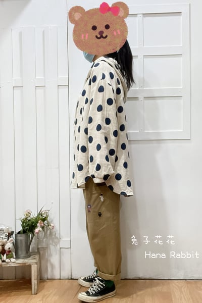 波點印花連帽開襟衫 144372