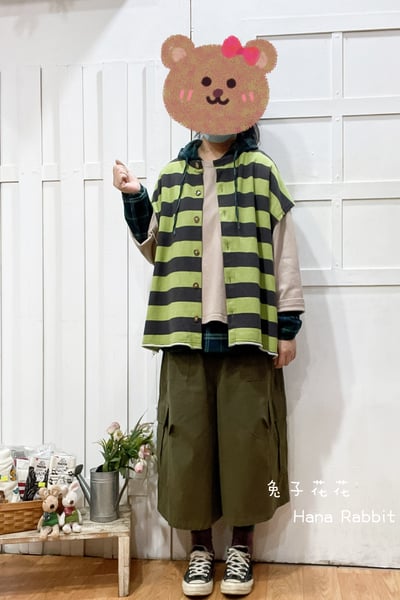 WE家前後2穿條紋毛圈棉背心(綠) 194251