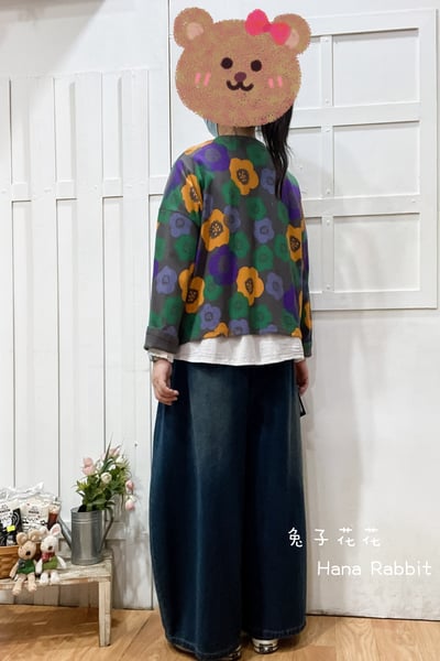 WE家滿版花朵毛圈棉上衣(灰) 141503