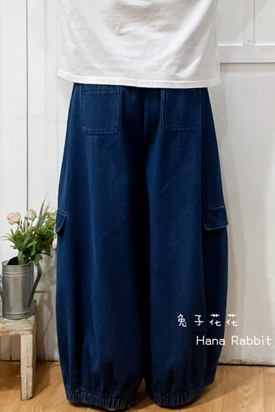 日系丹寧加絨工裝造型休閒褲 211283