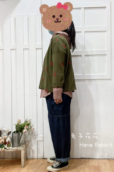 WE家刺繡花重磅棉上衣(綠) 154412