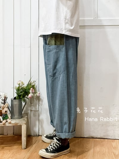日系大口袋造型直筒褲(素面) 140352