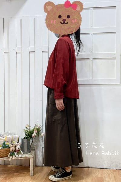 日系原單木耳領開襟上衣(橘紅) 172632