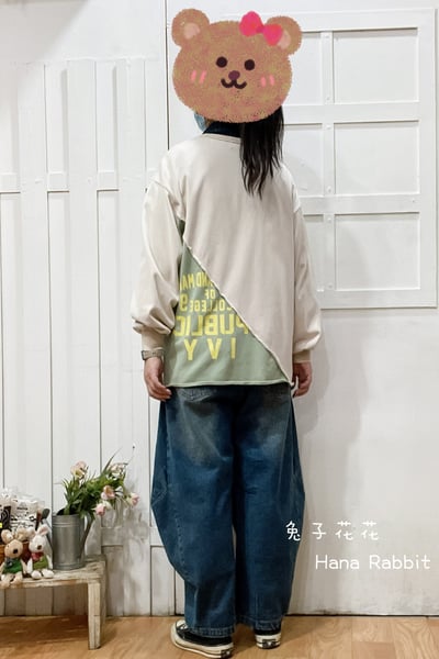 日系字母拚接毛圈棉上衣 145343