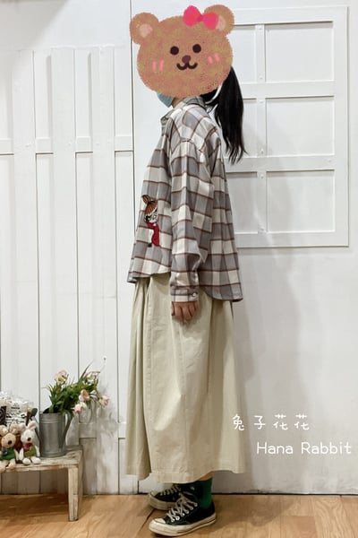 童趣小美格紋開襟衫(杏) 175452