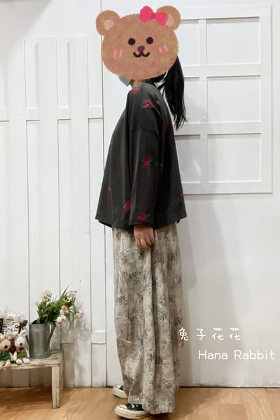 WE家刺繡花重磅棉上衣(灰) 154412