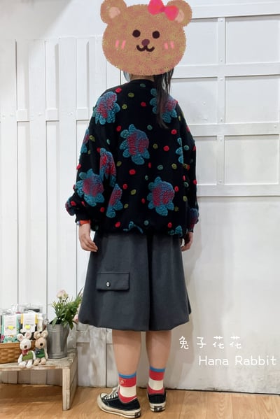 WE家羊羔絨大花朵毛呢上衣 173593