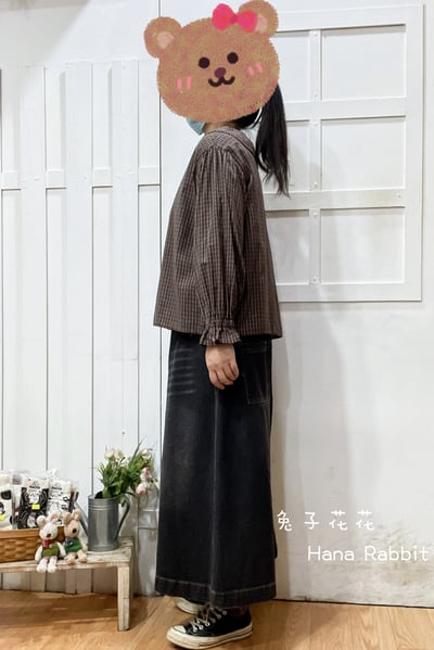 森系大翻領格紋開襟上衣(咖) 141222