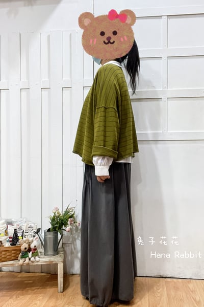 WE家條紋寛袖棉質上衣(薑黃) 194522