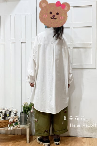 日系中山領簡約開襟中長上衣(白) 209303