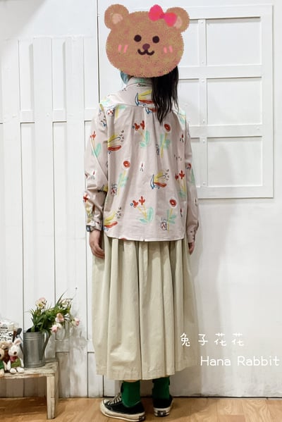 日系塗鴨印花開襟衫 133403