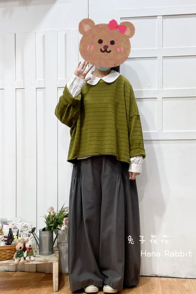 WE家條紋寛袖棉質上衣(薑黃) 194521