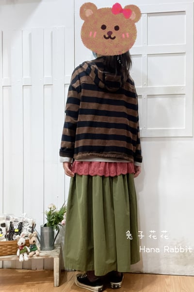 不敗款條紋連帽開襟上衣(咖) 209183